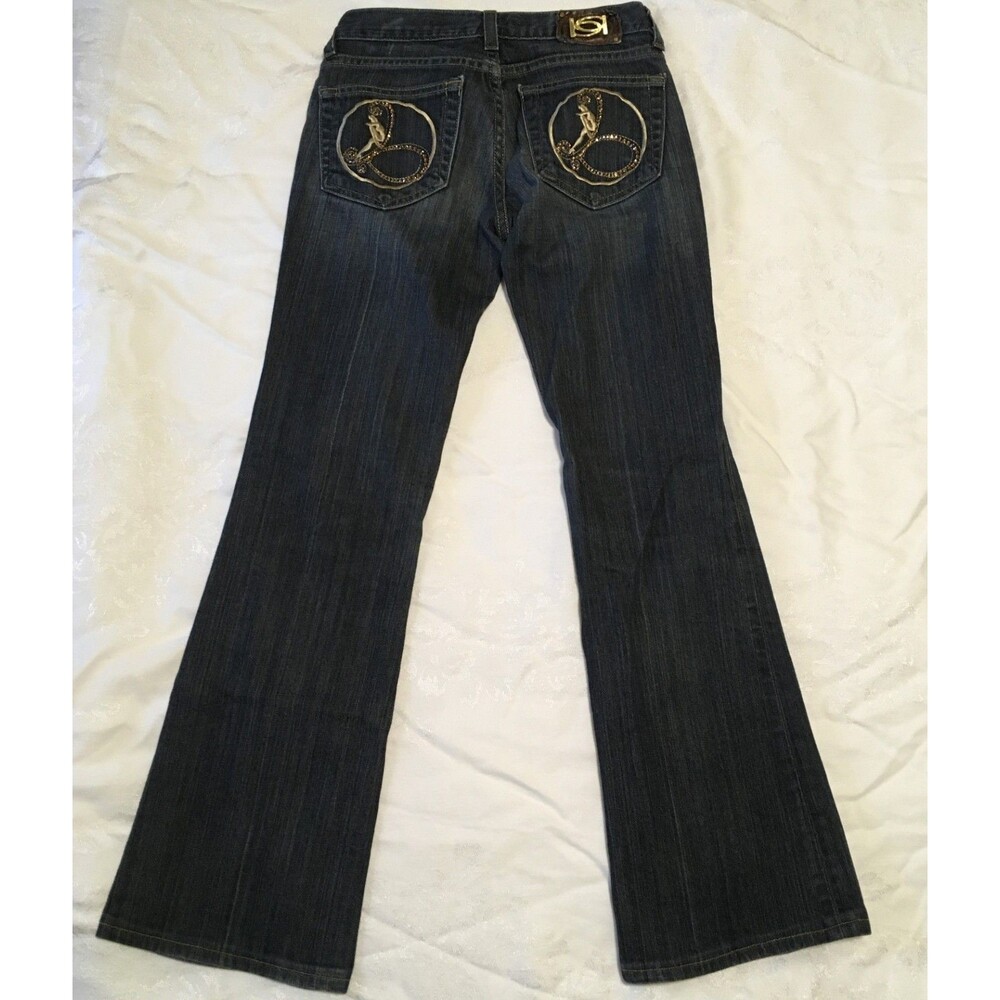 Bebe Jeans Womens 24 Carmen Girly Bootcut Embellished Rhinestone Pockets *Read
